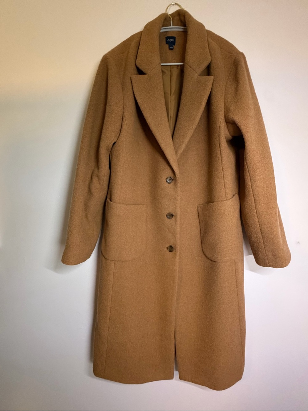 J.Crew CO102 Camel Wool Blend Midcalf Coat Size L - Picture 2 of 7